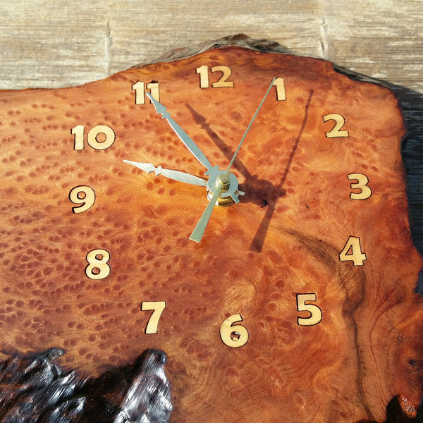 Wood Wall Clock Redwood Clock Mini Handmade Rustic Home Decor #16