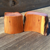 Salt and Pepper Shakers Set California Rustic Redwood Handmade #T Manly Gift Engagement Gift Housewarming Gift Lodge Style