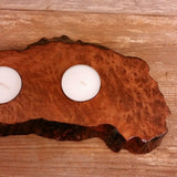 Redwood Candle Holder 2 Tealight Wood Rustic Home Decor #4