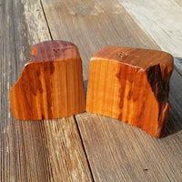 Rustic Wood Salt and Pepper Shakers Set Handmade #A4 California Redwood Souvenir Housewarming Gift