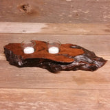 Redwood Candle Holder Rustic Glass 2 Votive Handmade Wood 5th Anniversary #U Housewarming Gift Wedding Gift