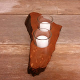Wood Candle Holder Rustic Redwood 2 Votive Handmade #X Rustic Home Decor