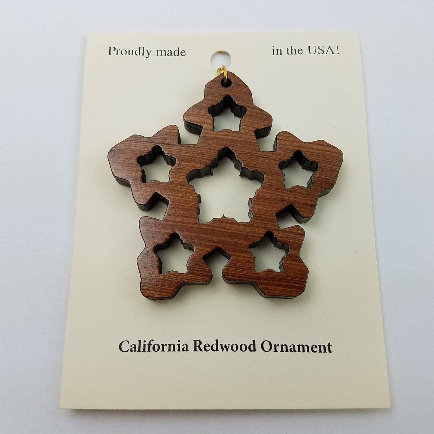 Handmade Wood Snowflake Christmas Ornament  Made in USA -1061