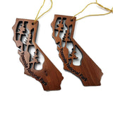 Yosemite National Park California State Shape Souvenir Christmas Ornament California Redwood Laser Cut Handmade Wood Ornament Made in USA