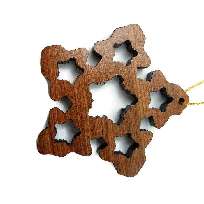 Handmade Wood Snowflake Christmas Ornament  Made in USA -1061