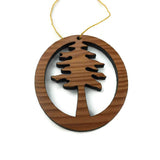 Wood Christmas Ornament Redwood Tree Oval Handmade - Big Tree - California Redwoods
