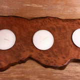 Wood Candle Holder 3 Tealight Redwood Rustic Home Decor #5