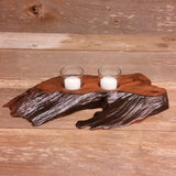 Redwood Candle Holder Rustic Glass 2 Votive Handmade Wood 5th Anniversary #T Wood Votive Candle Holder Rustic Home Decor