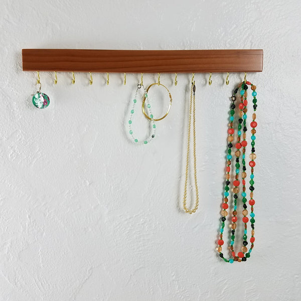 Ilyapa Wall Mounted Jewelry Organizer Shelf, Rustic Wood - Necklace Holder,  Earring and Bracelet Hanger Rack : Amazon.in: Home Improvement