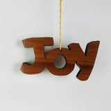 Joy Text Christmas Ornament Handmade Wood Ornament California Redwood Made in USA Laser Cut
