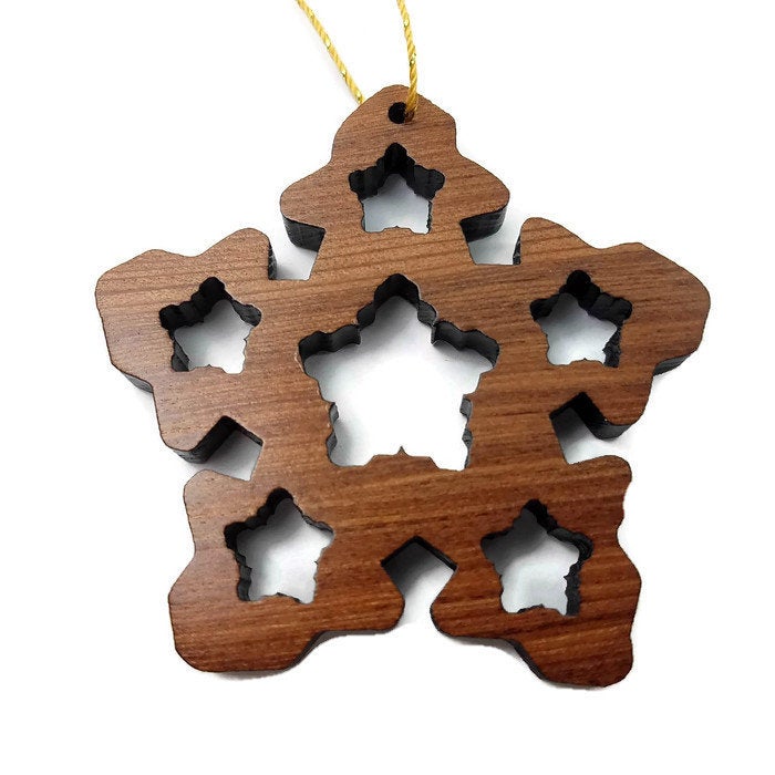 Handmade Wood Snowflake Christmas Ornament  Made in USA -1061