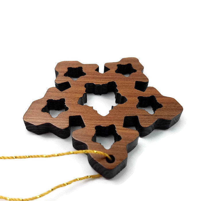 Handmade Wood Snowflake Christmas Ornament  Made in USA -1061