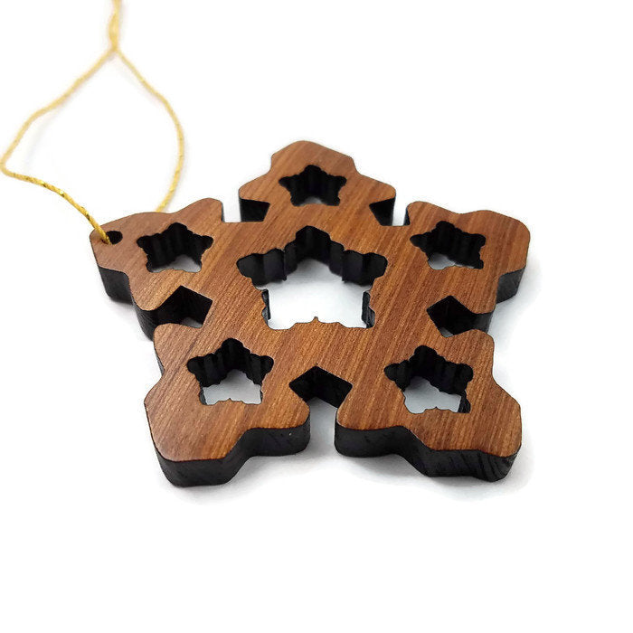Handmade Wood Snowflake Christmas Ornament  Made in USA -1061