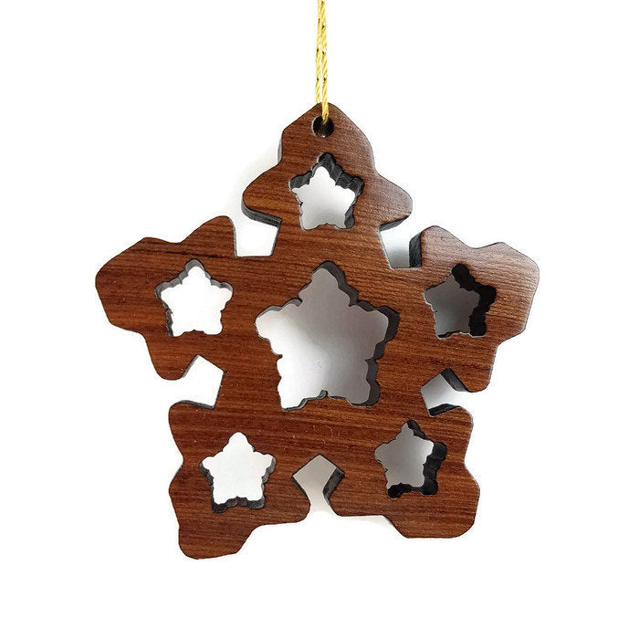 Handmade Wood Snowflake Christmas Ornament  Made in USA -1061