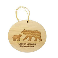 Bear and Cub Lassen Volcanic National Park Souvenir Christmas Ornament Handmade Wood Ornament Collectible Cedar
