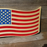 Wavy American Flag Carved Wood Sign USA Patriotism