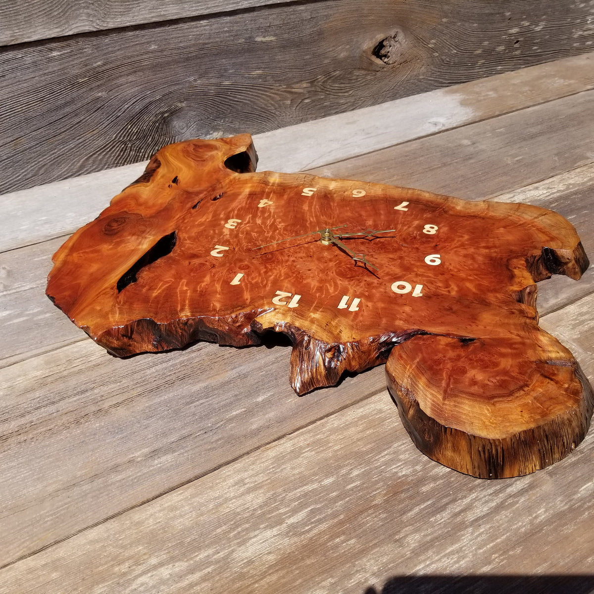 Redwood Burl Clock Two Tone Wall Clock Rustic Slab #109 – Happy Wood ...