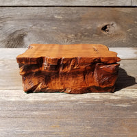 Handmade Wood Box with Redwood Tree Engraved Rustic Curly Wood #U