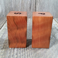 Salt and Pepper Shakers Wood Curly Handmade Redwood Square Set USA Made #2