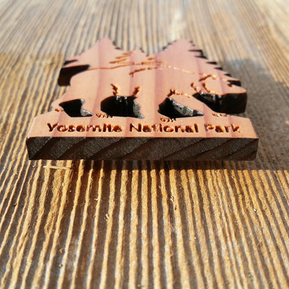 Yosemite National Park Bear and Trees Wood Refrigerator Magnet Made in USA Souvenir - 4002YNP