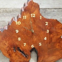 Wood Wall Clock Handmade Rustic Redwood Burl Clock Anniversary Gift #112