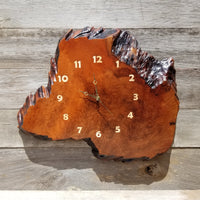 Wood Wall Clock Redwood Burl Slab #115 Housewarming Gift