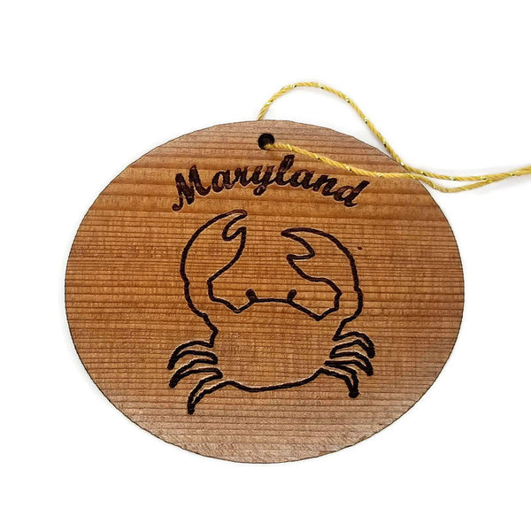 Maryland Crab Christmas Ornament California Redwood Laser Cut Handmade Wood Ornament Made in USA