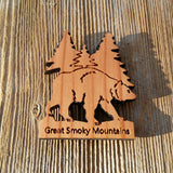 Great Smoky Mountains Bear and Trees Wood Refrigerator Magnet Made in USA California Redwood Handmade Souvenir