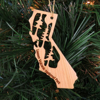 California State Shape Mt Lassen Volcanic National Park Christmas Ornament Laser Cut Handmade Wood Ornament Made in USA