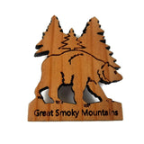 Great Smoky Mountains Bear and Trees Wood Refrigerator Magnet Made in USA California Redwood Handmade Souvenir