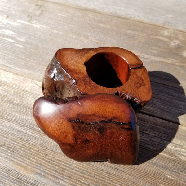 Wood Ring Box Rustic Handmade California Redwood #240