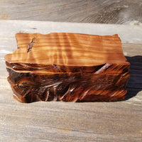 Wood Jewelry Box Redwood Tree Engraved Rustic Handmade Curly Wood #237