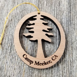 Personalized Wood Christmas Ornament Redwood Tree Handmade in USA
