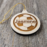 Soccer Ball Wood Ornament - Soccer Player Gift - Engraved Ornament - Personalized