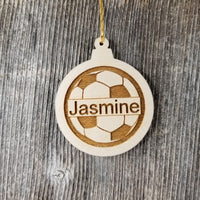 Soccer Ball Wood Ornament - Soccer Player Gift - Engraved Ornament - Personalized