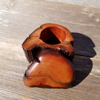 Wood Ring Box Redwood Rustic Handmade Mini #255