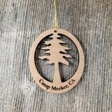 Personalized Wood Christmas Ornament Redwood Tree Handmade in USA