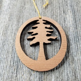Personalized Wood Christmas Ornament Redwood Tree Handmade in USA