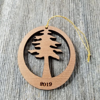Personalized Wood Christmas Ornament Redwood Tree Handmade in USA