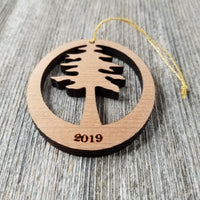 Personalized Wood Christmas Ornament Redwood Tree Handmade in USA