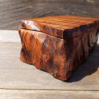 Wood Jewelry Box Redwood Tree Engraved Rustic Handmade #195