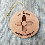 New Mexico Wood Christmas Ornament Land of Enchantment Flag Symbol Laser Cut Handmade Made in USA Housewarming Gift Souvenir Memento