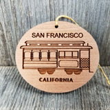 San Francisco California Cable Car Trolley Christmas Ornament Handmade Wood Souvenir Memento