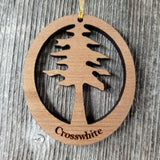 Personalized Wood Christmas Ornament Redwood Tree Handmade in USA