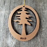 Personalized Wood Christmas Ornament Redwood Tree Handmade in USA