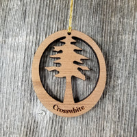 Personalized Wood Christmas Ornament Redwood Tree Handmade in USA