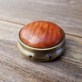 Handmade Pill Box 3 Sections Redwood Top California Burl Souvenir Memento Rustic Antique Bronze #167