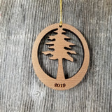 Personalized Wood Christmas Ornament Redwood Tree Handmade in USA