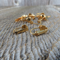12 Pair Clip On Earring Findings with 5mm Pad - Gold Tone Ear Clip Jewelry Making - Earring Repair - Earring Parts - Lever Back