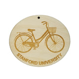 Stanford University Wood Ornament - Womens Bike or Bicycle - Handmade Wood Ornament Made in USA Christmas Decor